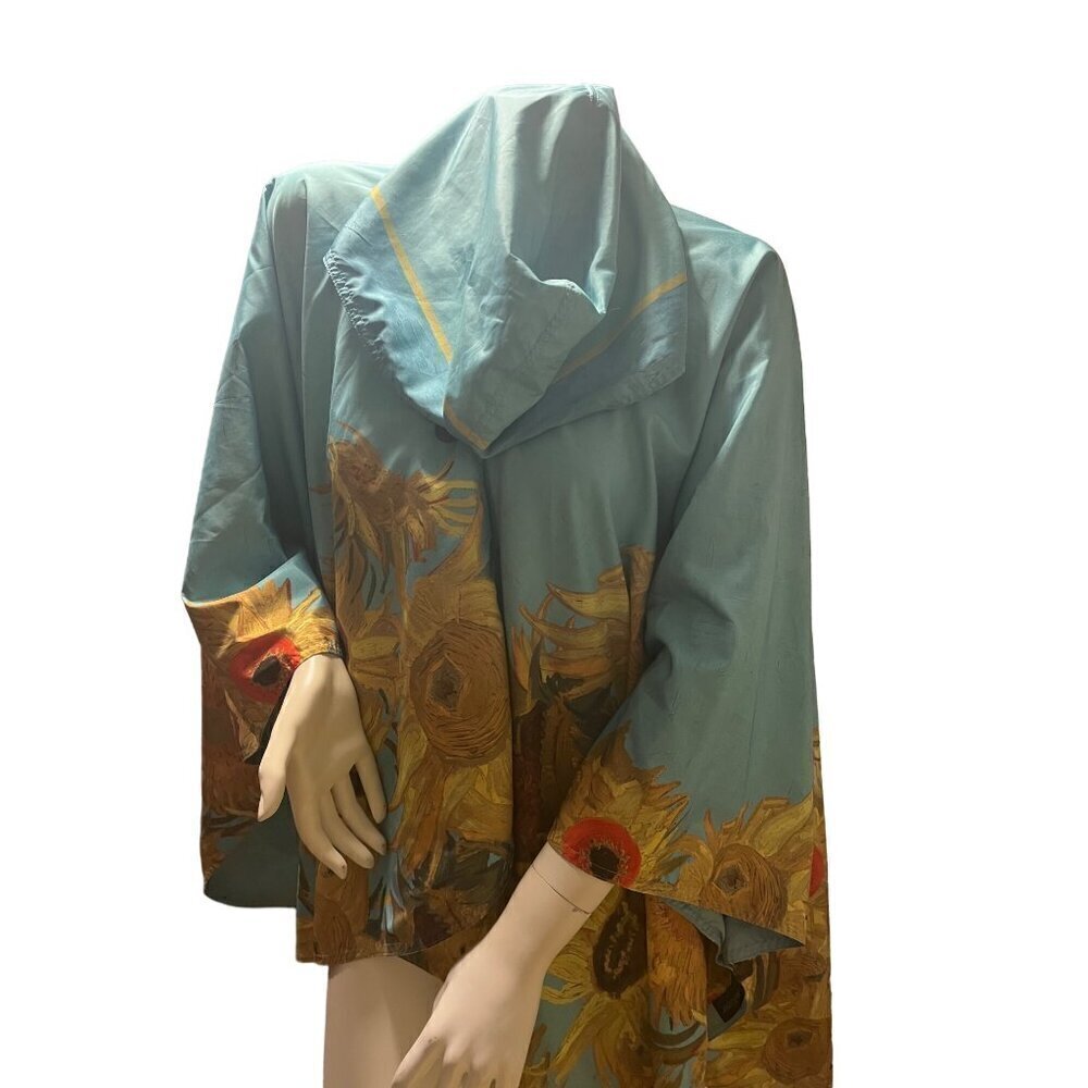 NWOT VanGogh print rain coat hooded